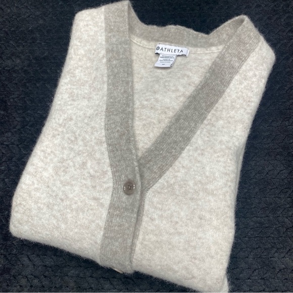 Athleta Westlake Wool Blend Cardigan W Medium Toasted Brown Heather - Picture 12 of 13